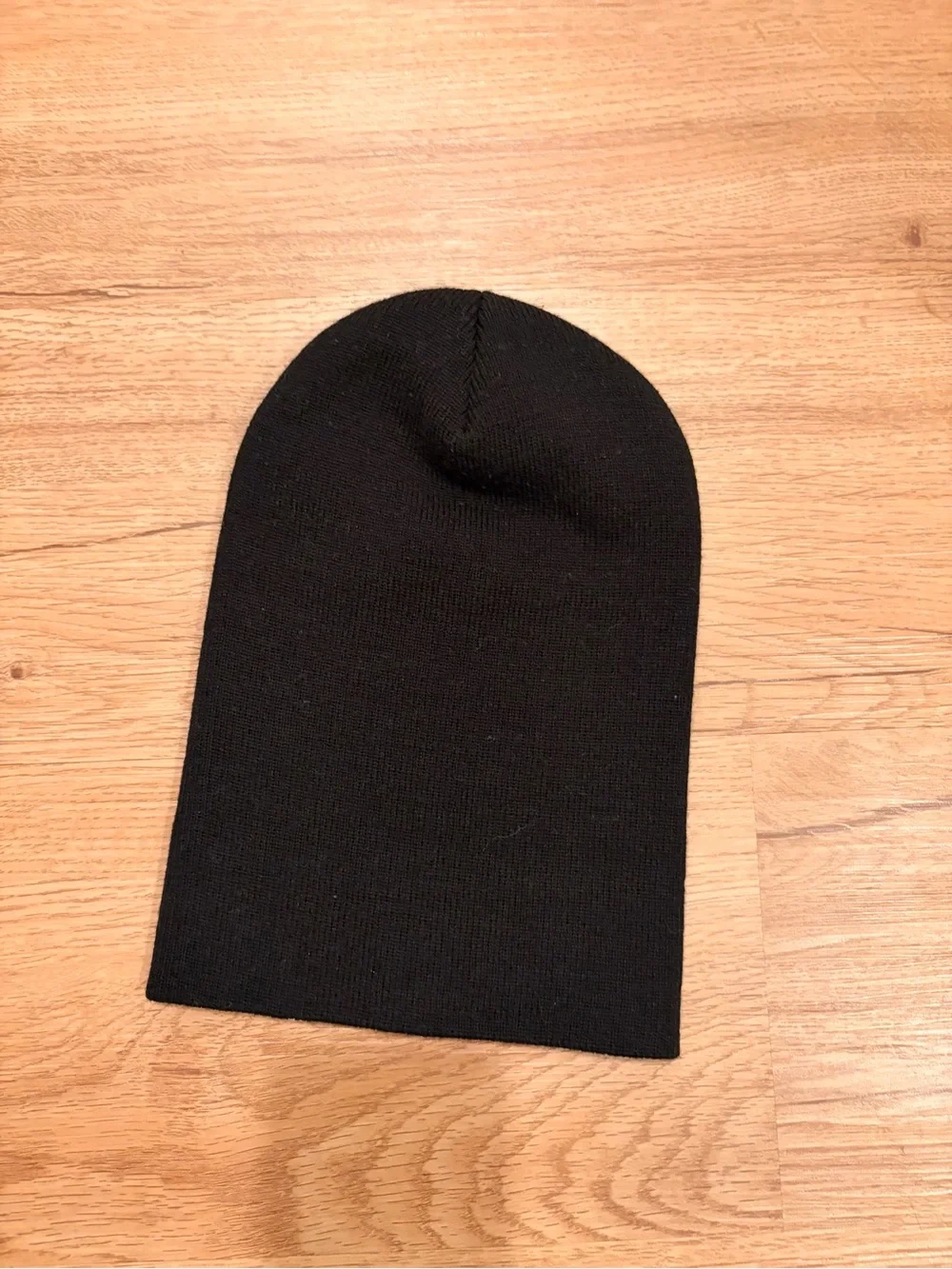 Black Knit Beanie Hat with Tree Patch